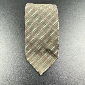 Hugo Boss Wool Silk Neck Tie Mens Green Brown Criss Cross Striped Made in Italy*